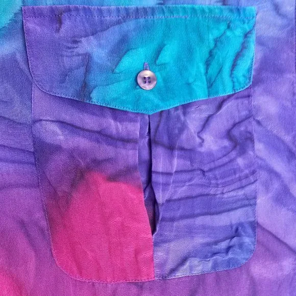 VINTAGE 80's silk ALIKI YAMANI button up blouse - Picture 7 of 7